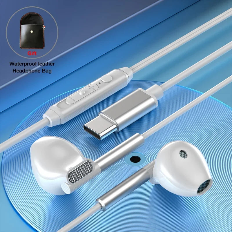EARDECO Wired Earphones – 3.5mm/Type-C HiFi Stereo Bass Headphones with Mic