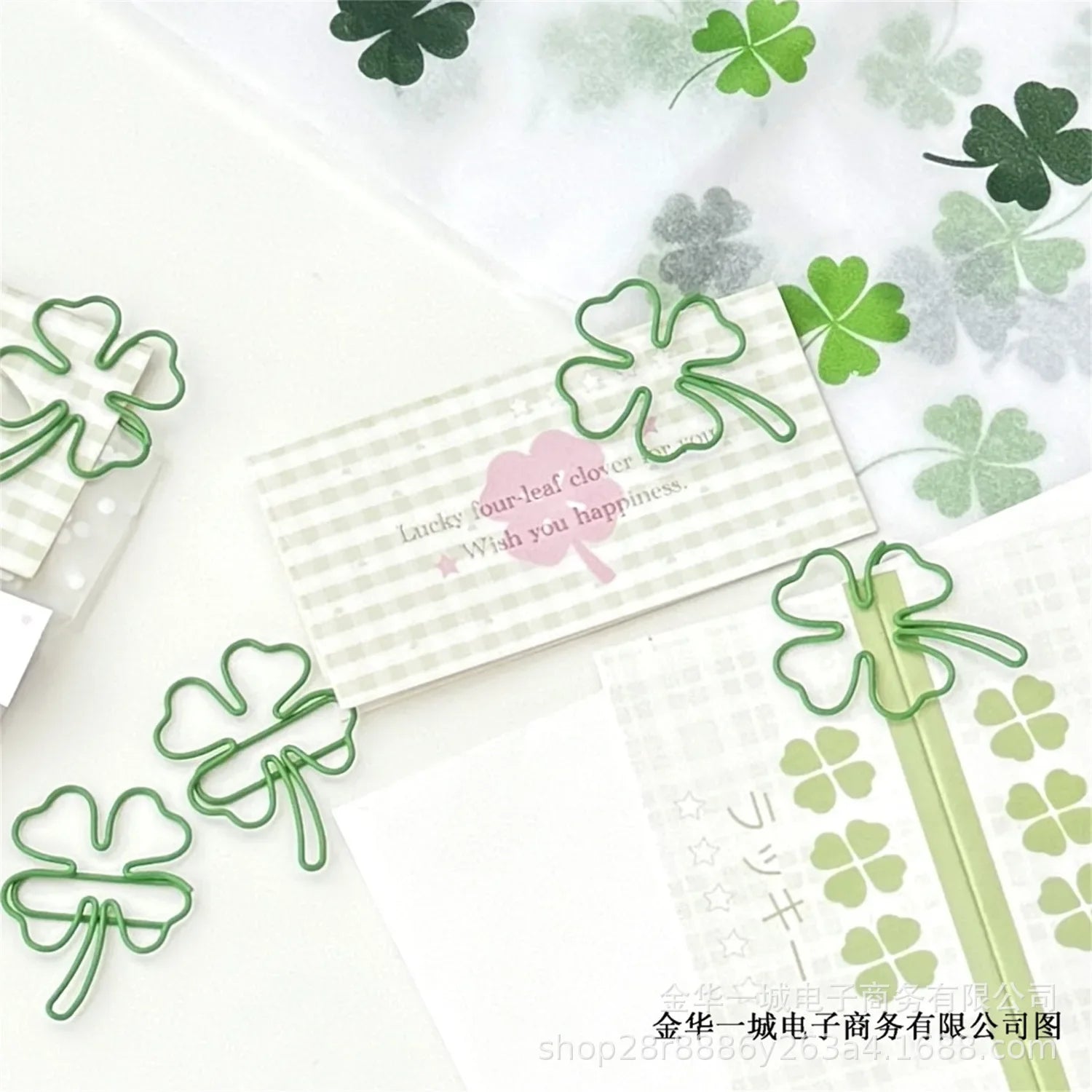 10PCS Green Four-Leaf Clover Paperclips