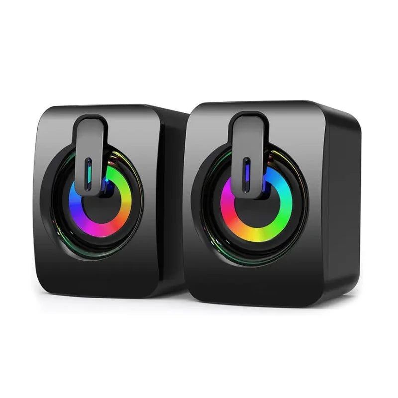 PC Sound Box – HiFi Stereo Computer Speakers with LED Lights & Microphone