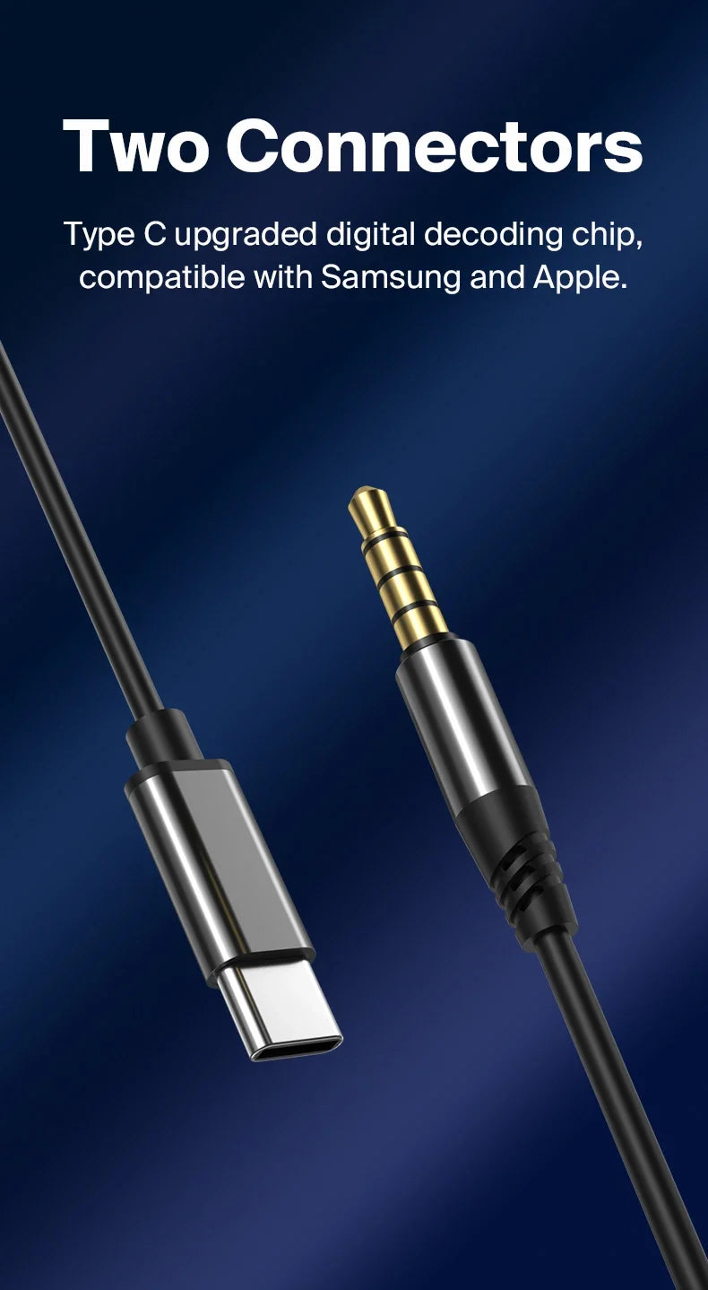EARDECO Wired Earphones – 3.5mm/Type-C HiFi Stereo Bass Headphones with Mic