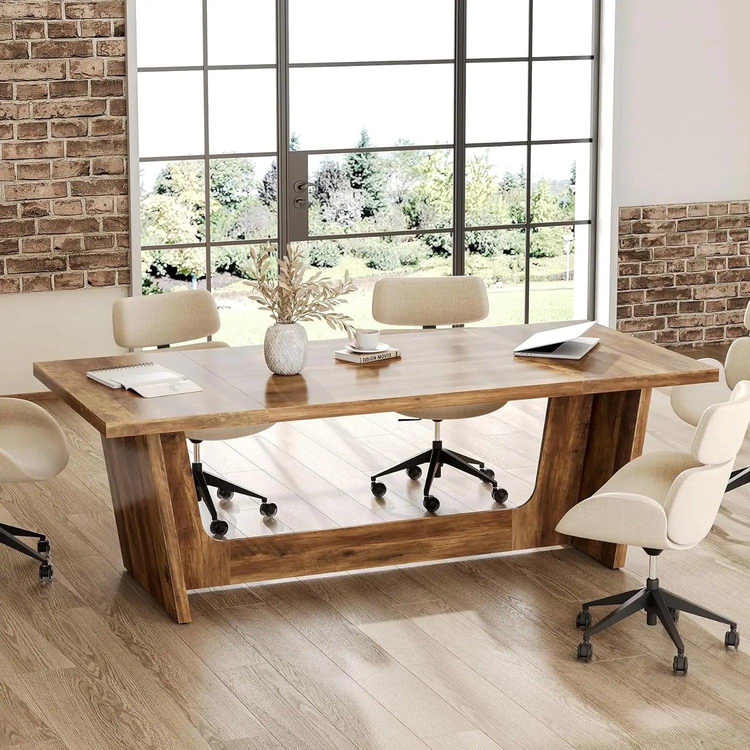 Executive Desk – Brown Industrial Computer Desk