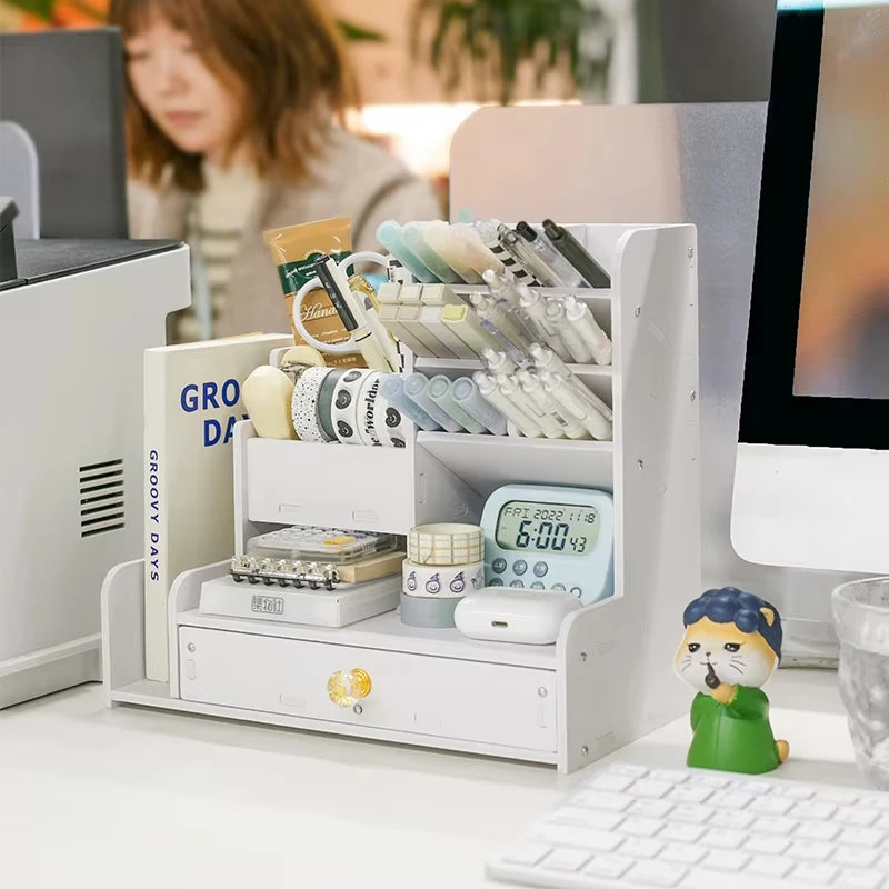 Wooden Desk Organizer & Pen Holder