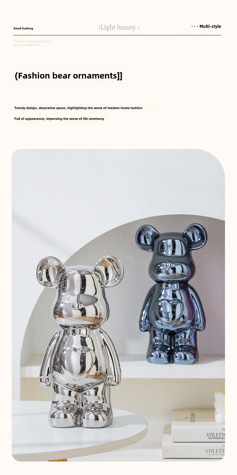 Aesthetic Bear Ceramic Sculpture