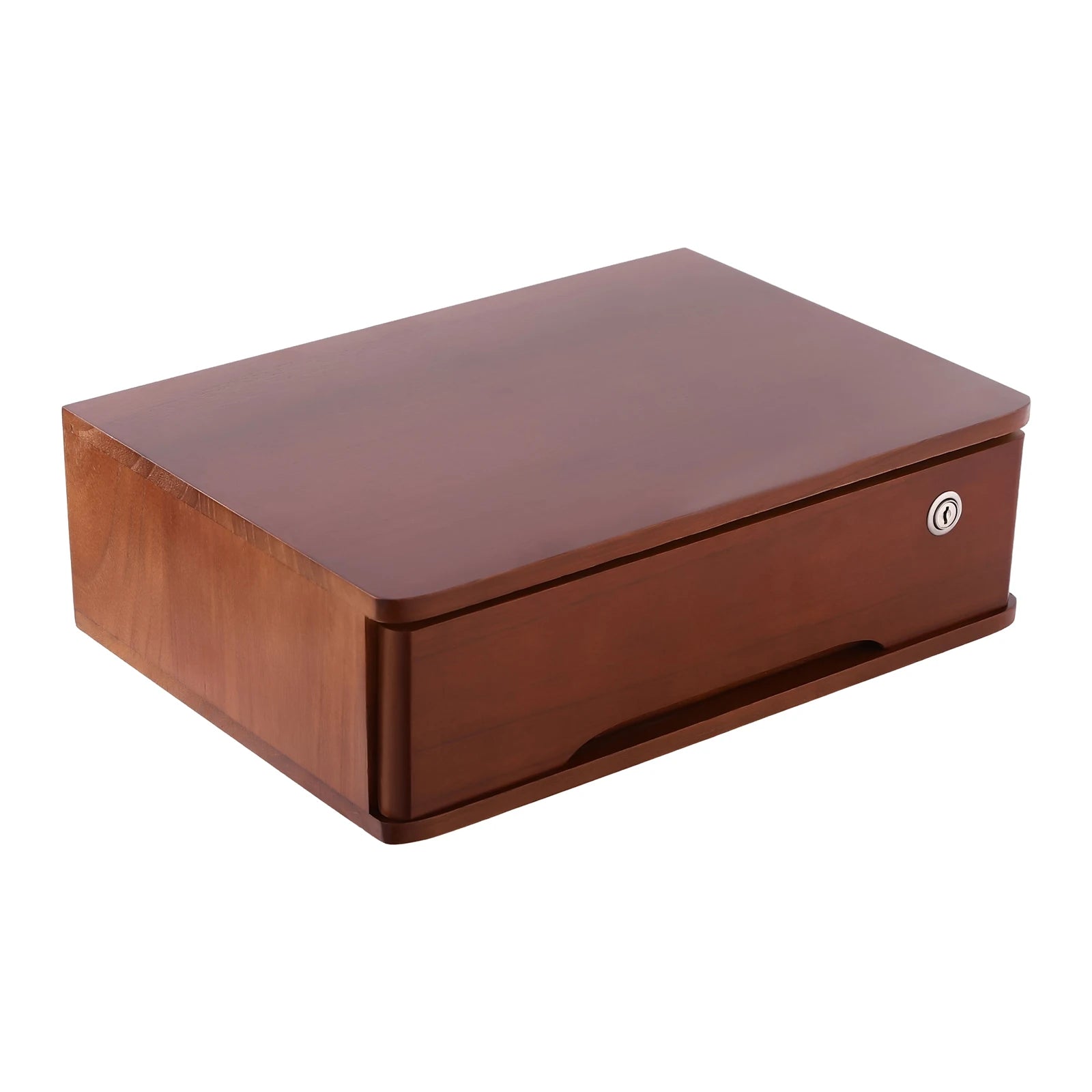Wooden Desktop Storage Box with Lockable Drawers
