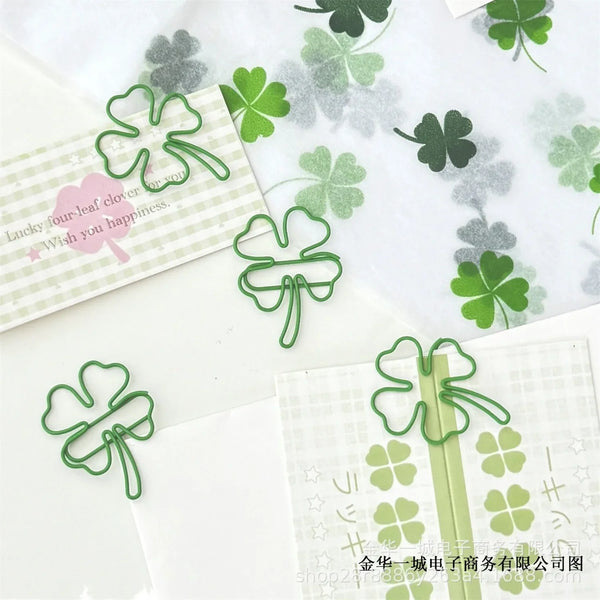 10PCS Green Four-Leaf Clover Paperclips