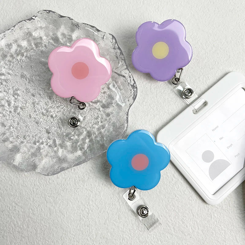 Macaron Flower Retractable Badge Reel