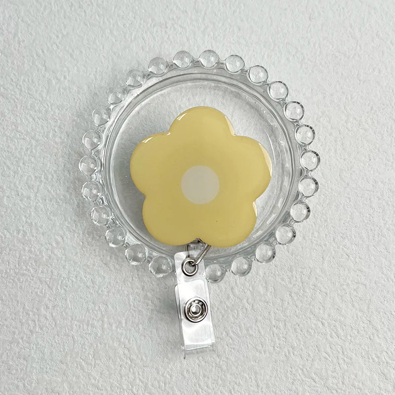 Macaron Flower Retractable Badge Reel