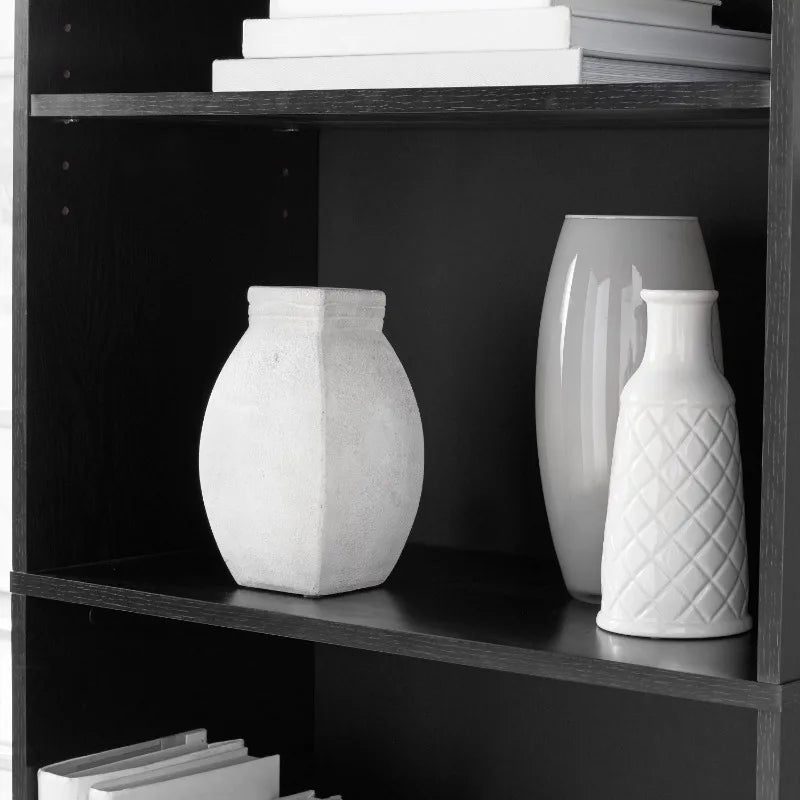 5-Shelf Adjustable White Bookcase