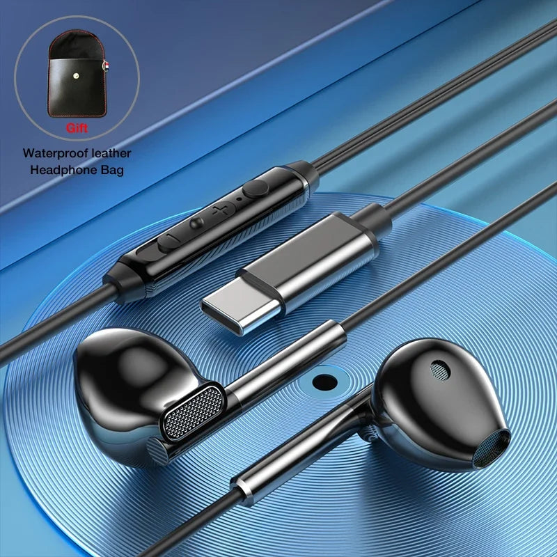 EARDECO Wired Earphones – 3.5mm/Type-C HiFi Stereo Bass Headphones with Mic