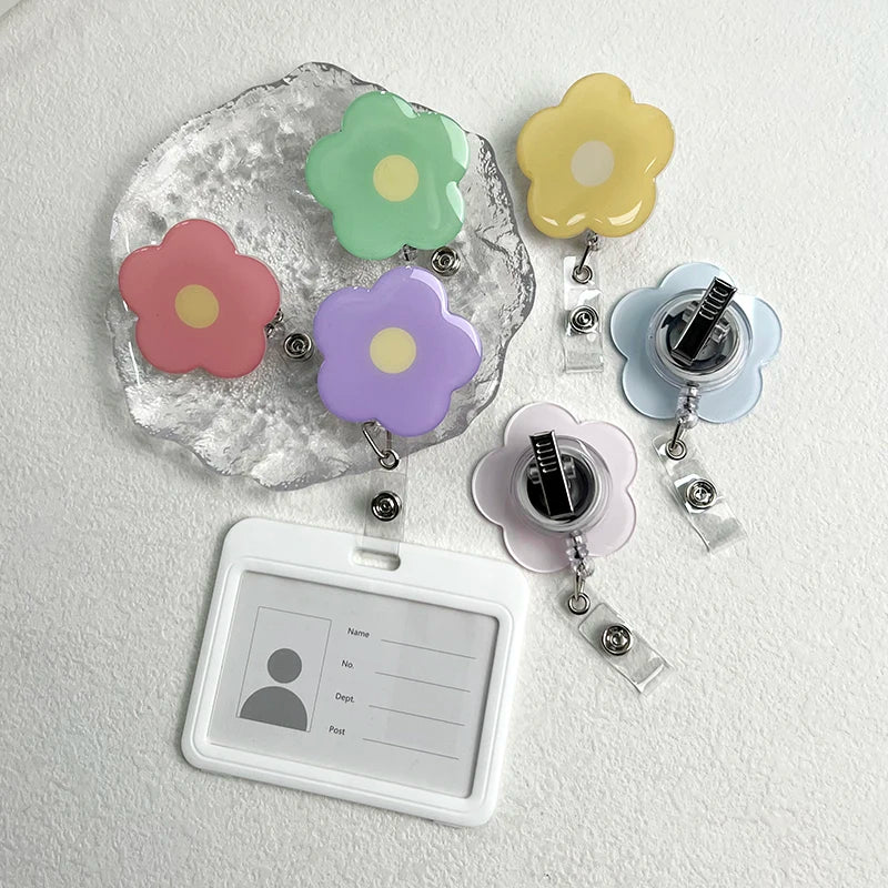 Macaron Flower Retractable Badge Reel