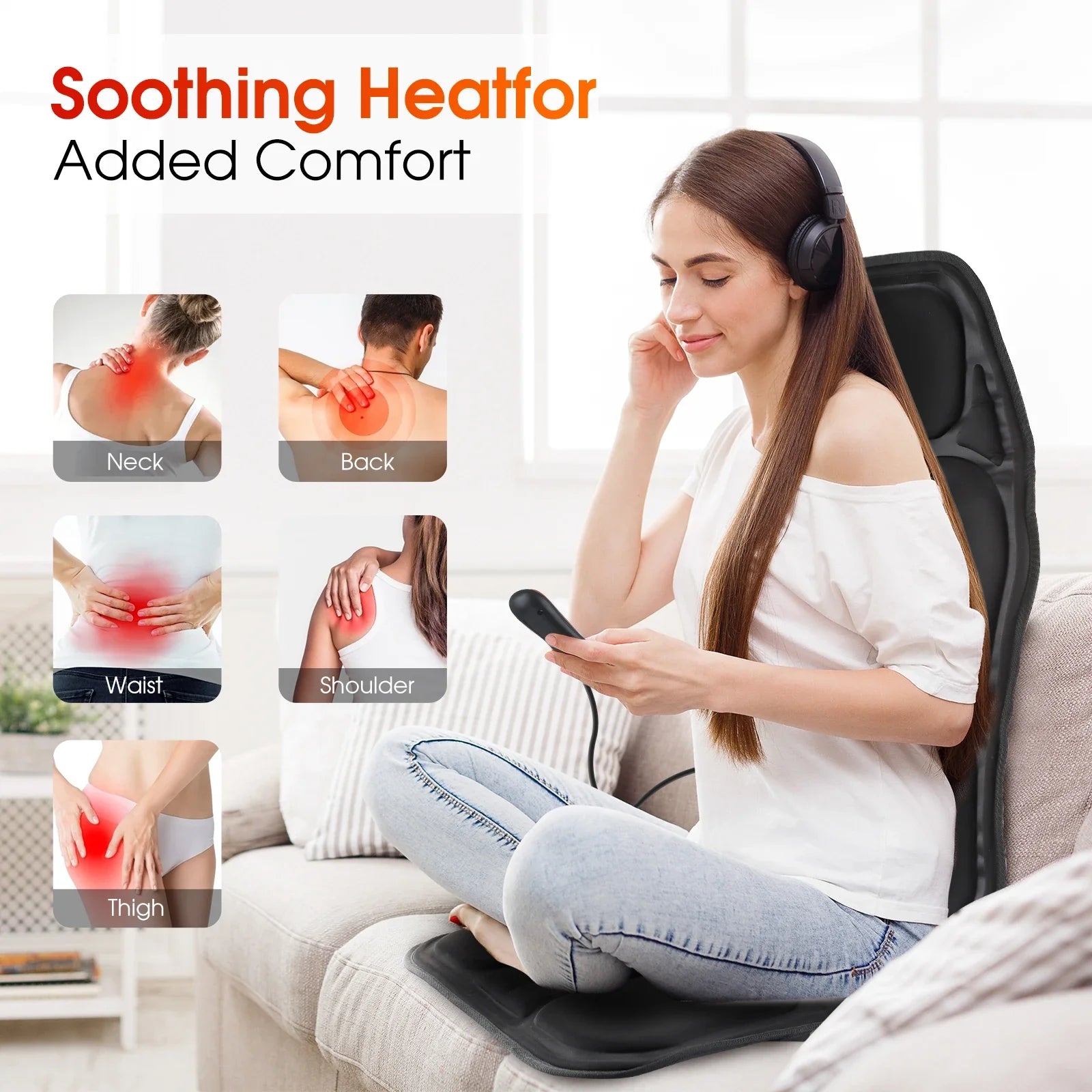 Infrared Full Body Massage Chair Pad for Car, Home & Office