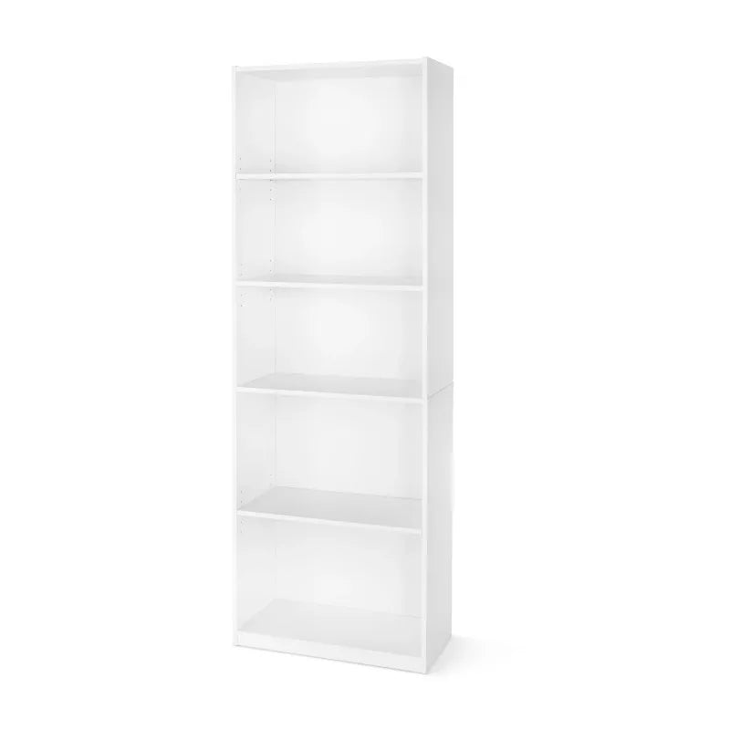 5-Shelf Adjustable White Bookcase