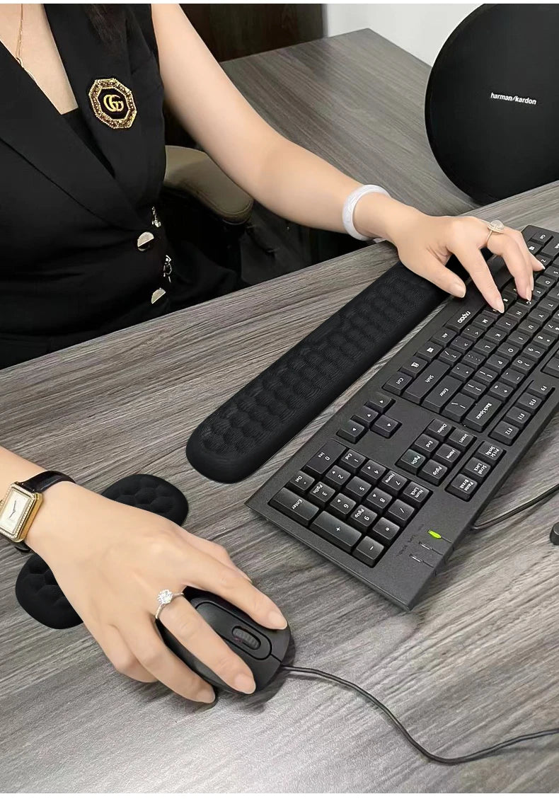 Ergonomic Keyboard and Mouse Wrist Rest Set – Memory Foam Support Pad