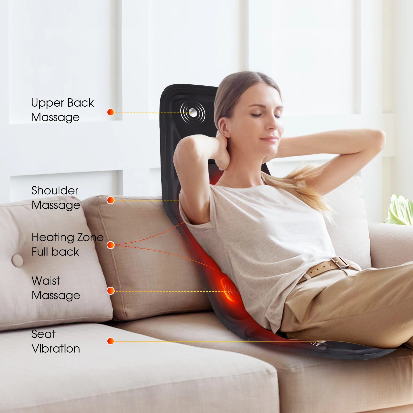 Infrared Full Body Massage Chair Pad for Car, Home & Office