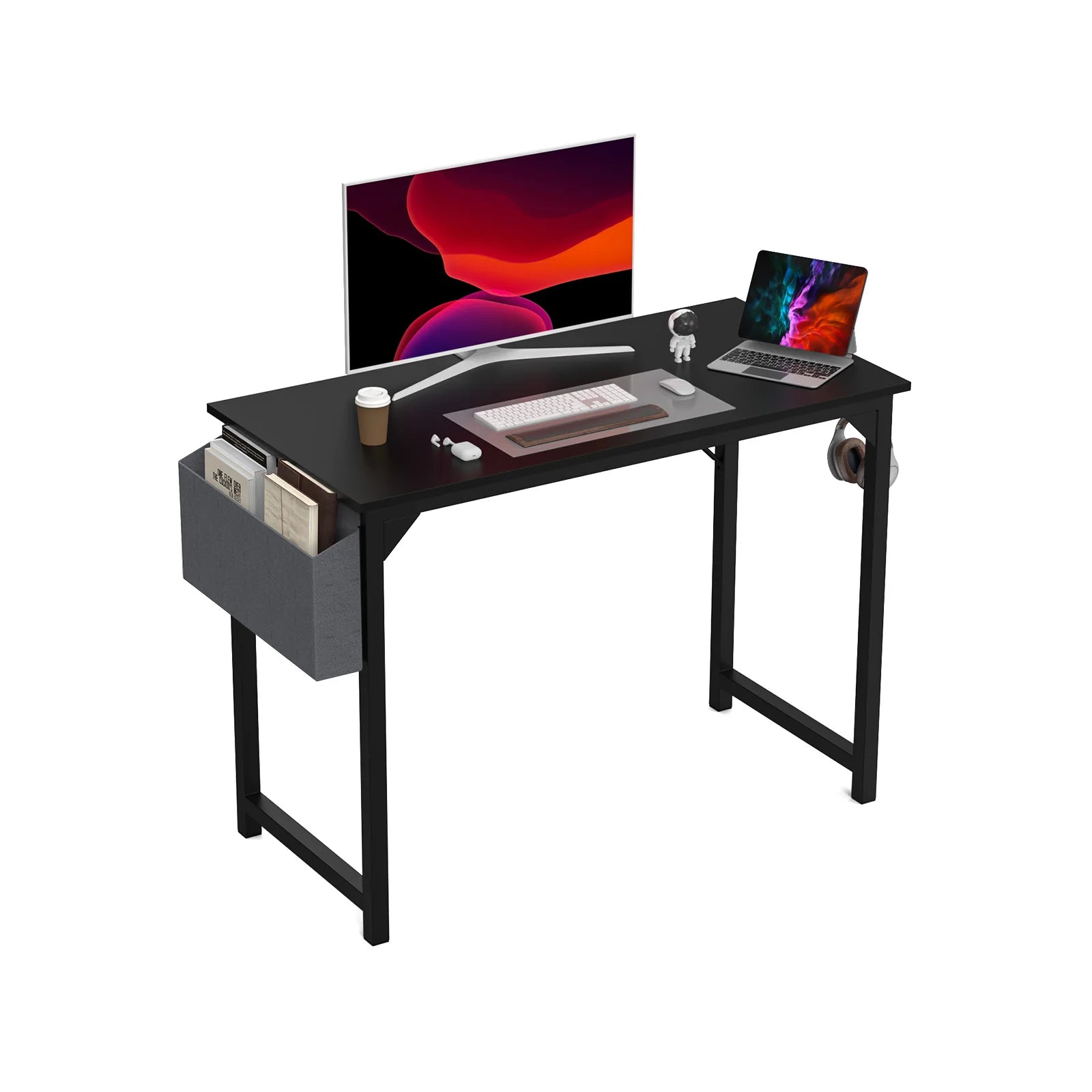 JHK Computer Desk with Side Bag & Headphone Hook
