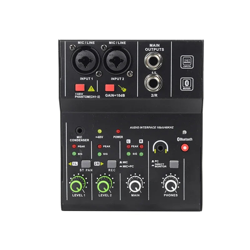 TEYUN Q12 Professional 2-Channel Portable USB Audio Interface Mixer