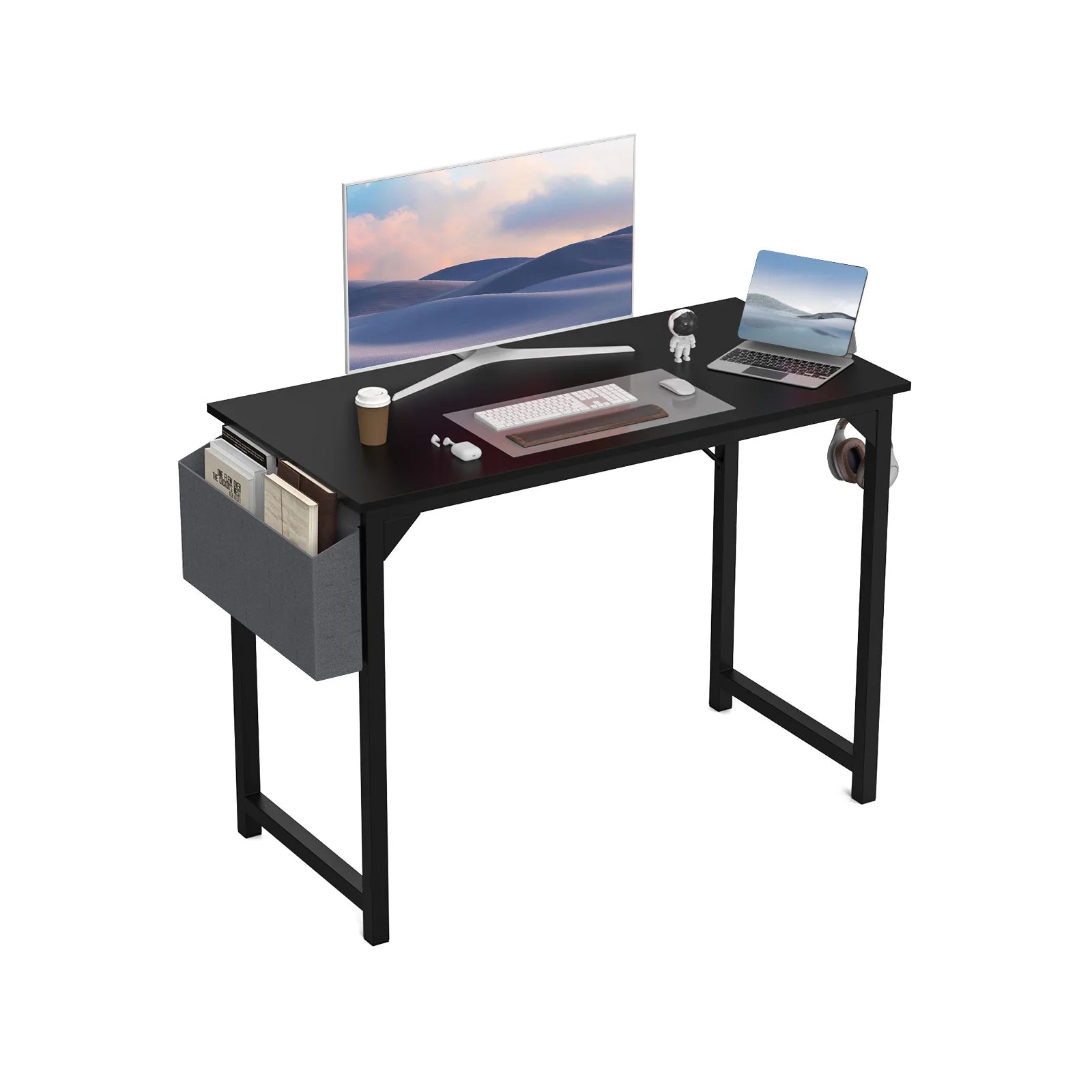 JHK Computer Desk with Side Bag & Headphone Hook