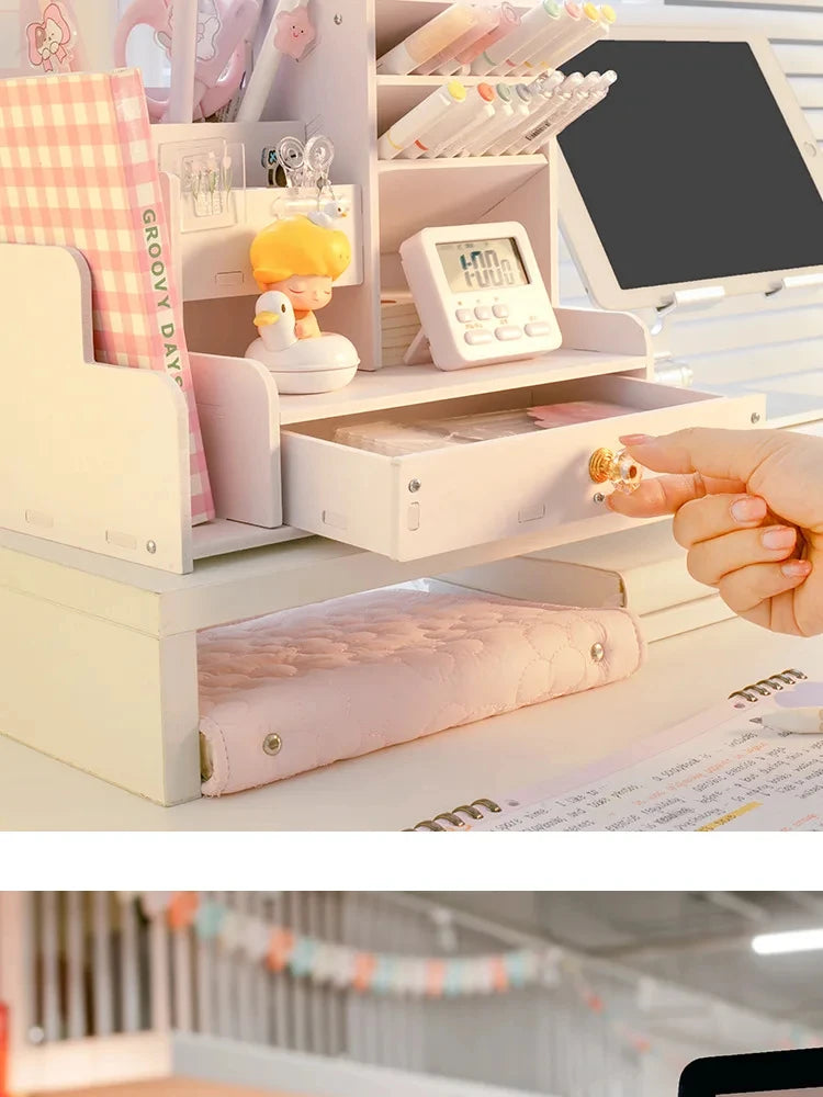 Wooden Desk Organizer & Pen Holder
