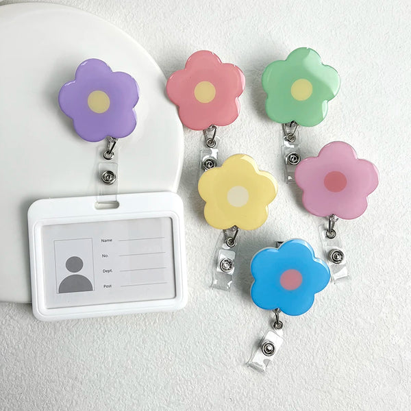Macaron Flower Retractable Badge Reel