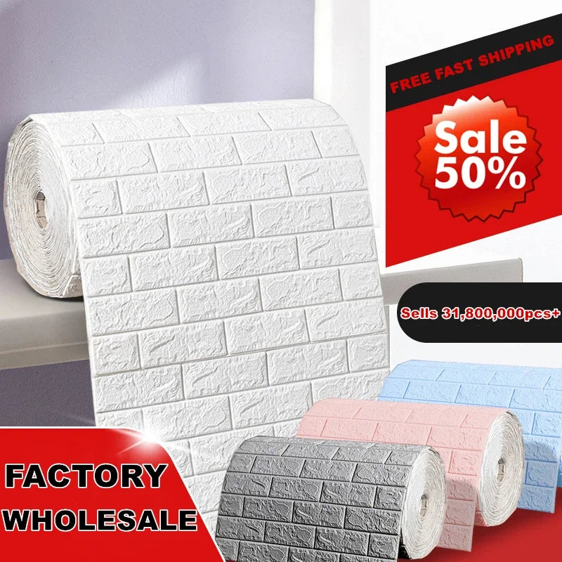 3D Self-Adhesive Foam Brick Wallpaper