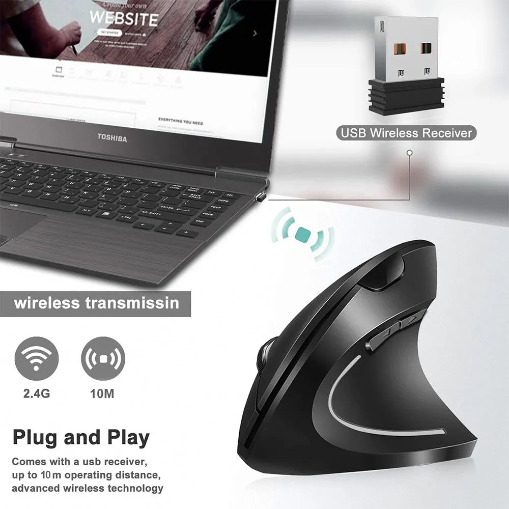 Ergonomic Vertical Wireless Mouse