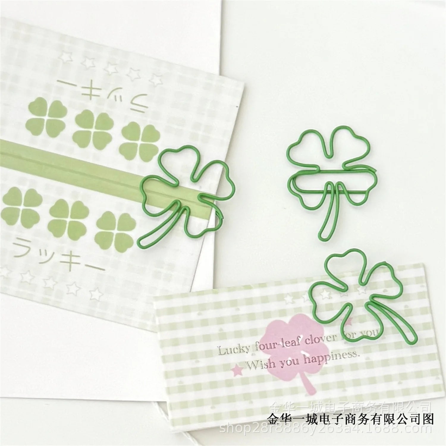 10PCS Green Four-Leaf Clover Paperclips