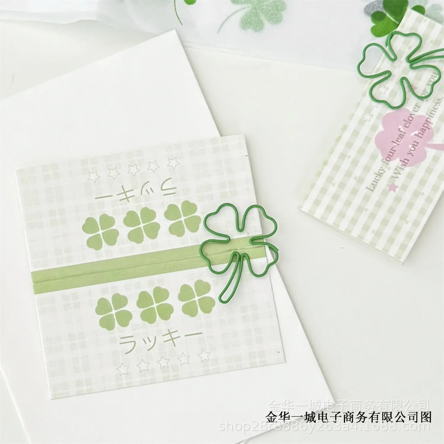10PCS Green Four-Leaf Clover Paperclips