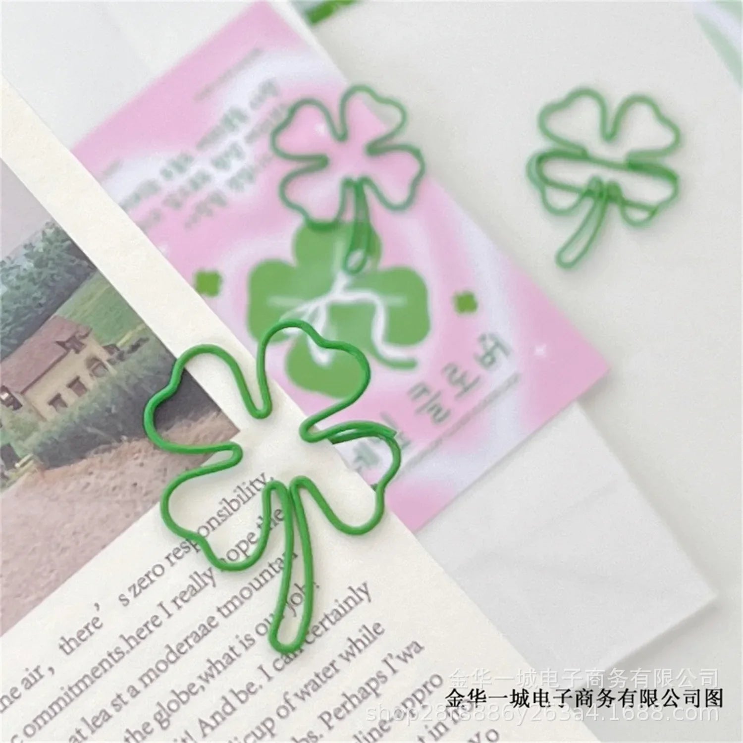 10PCS Green Four-Leaf Clover Paperclips