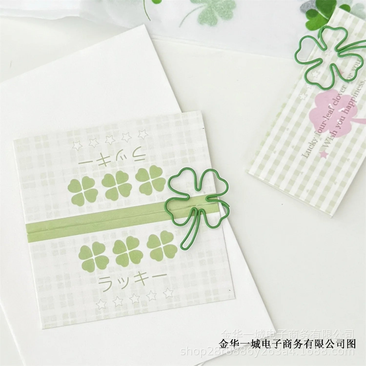 10PCS Green Four-Leaf Clover Paperclips