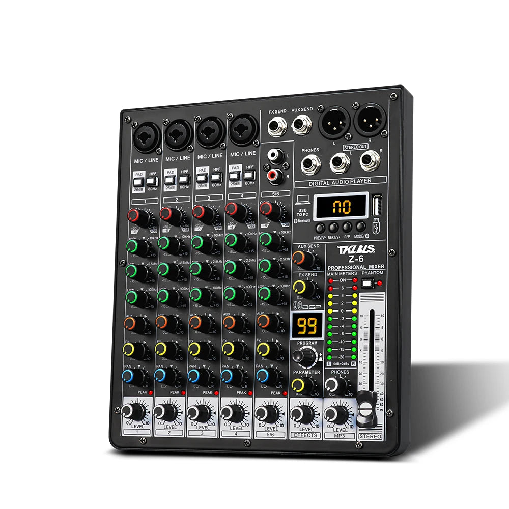 TKLBLS Professional 6-Channel Audio Mixer