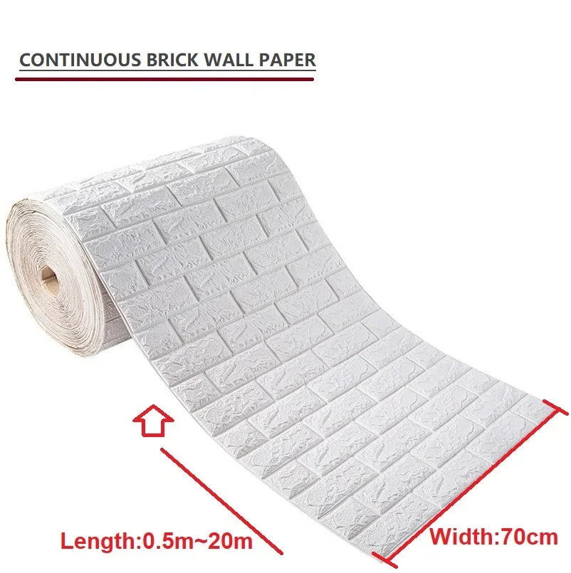 3D Self-Adhesive Foam Brick Wallpaper