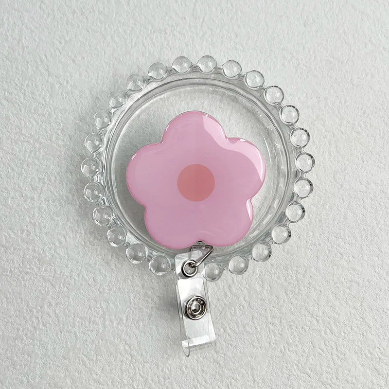 Macaron Flower Retractable Badge Reel