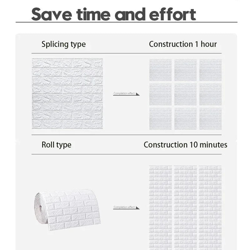 3D Self-Adhesive Foam Brick Wallpaper