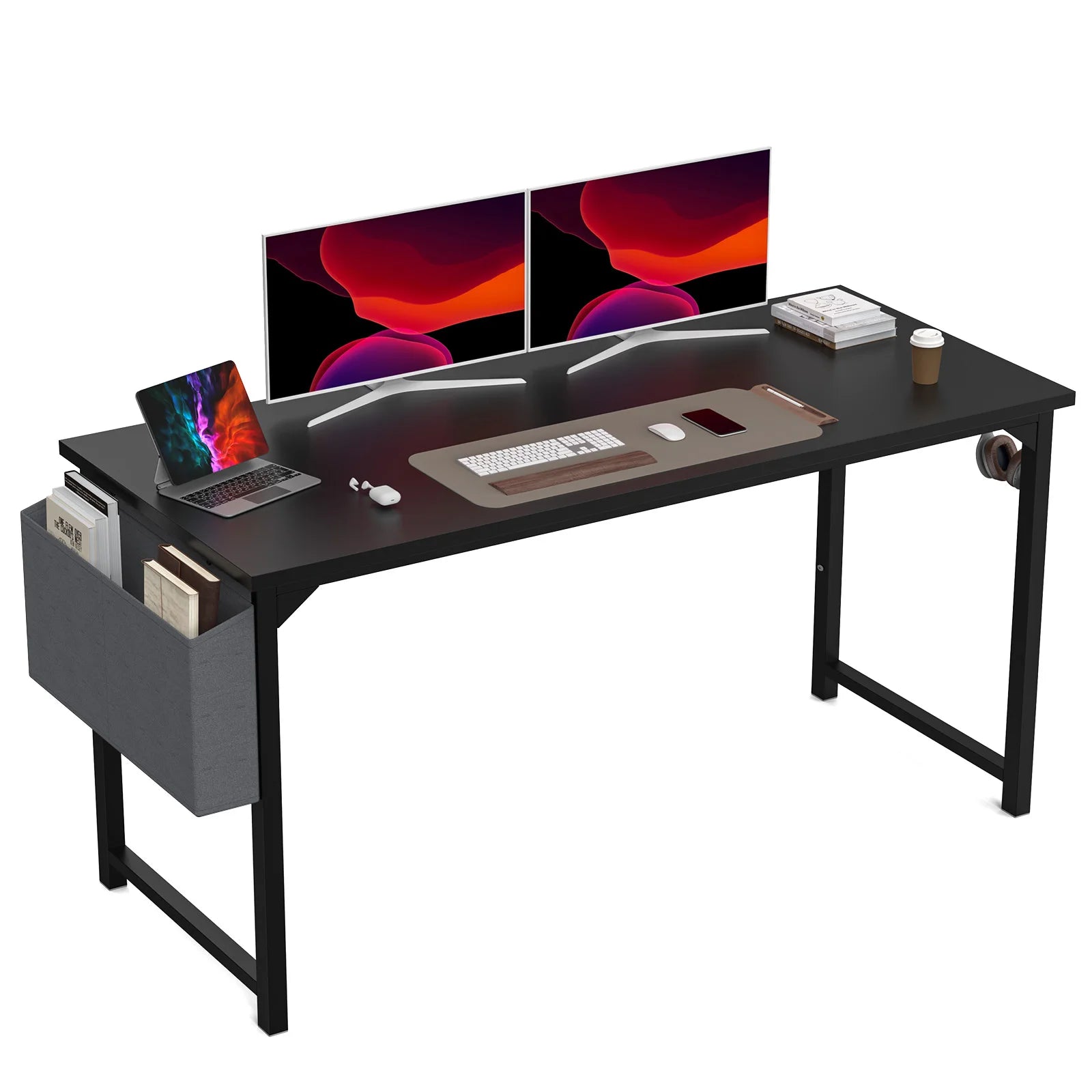 JHK Computer Desk with Side Bag & Headphone Hook