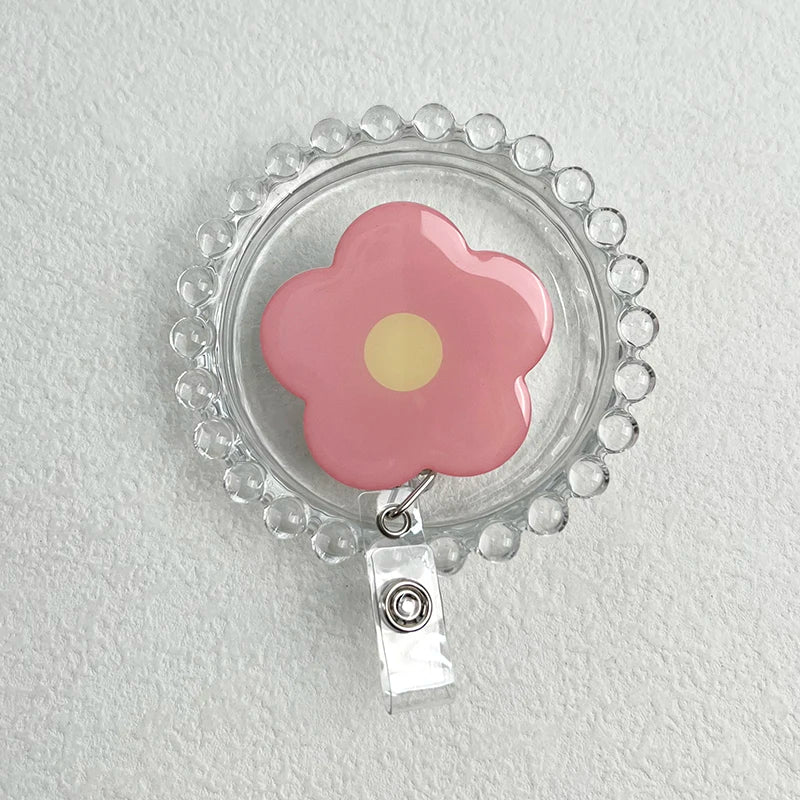 Macaron Flower Retractable Badge Reel