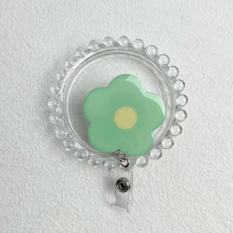 Macaron Flower Retractable Badge Reel