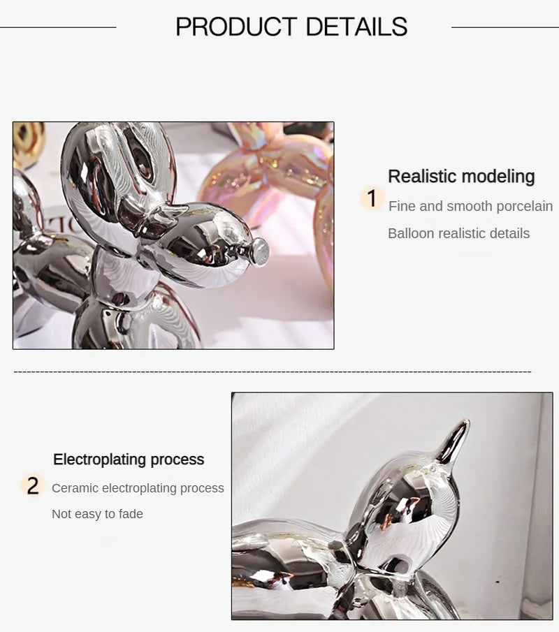 ERMAKOVA Ceramic Balloon Dog Figurine