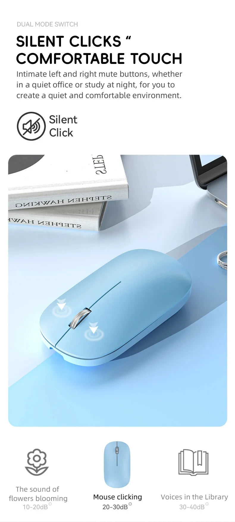 Xiaomi Wireless Mouse – Silent Click Portable Ergonomic Mouse with Type-C Charging
