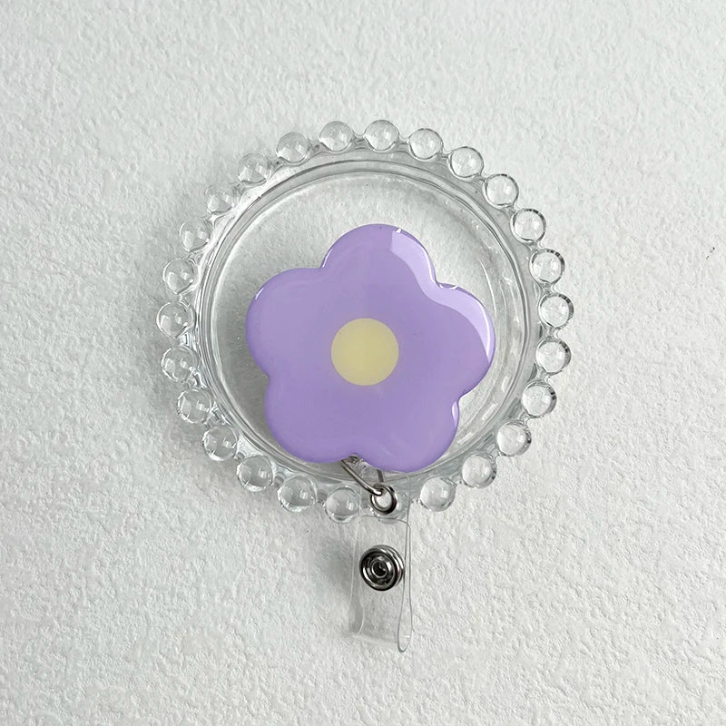 Macaron Flower Retractable Badge Reel
