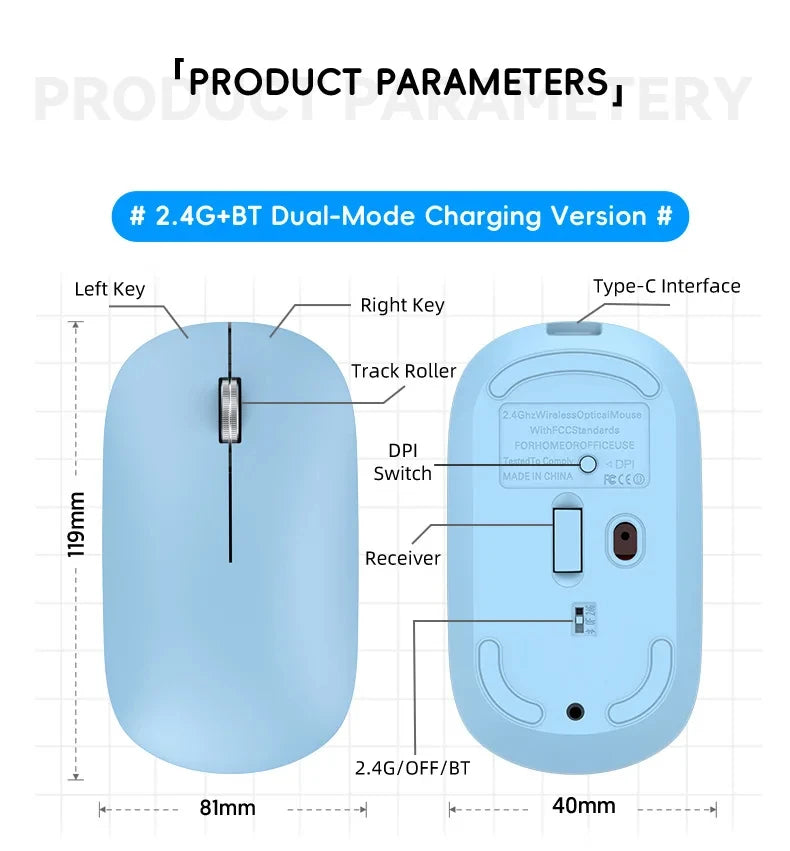Xiaomi Wireless Mouse – Silent Click Portable Ergonomic Mouse with Type-C Charging