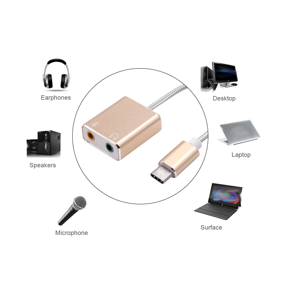 USB Type-C External Sound Card Adapter