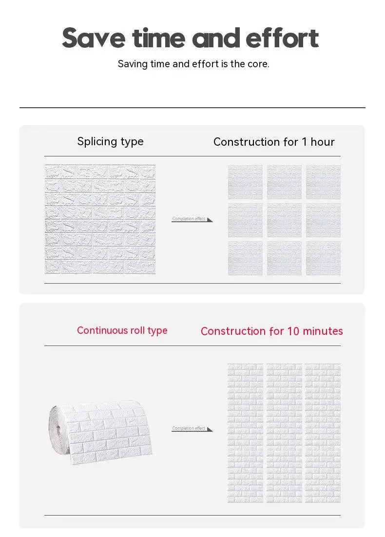 3D Self-Adhesive Foam Brick Wallpaper