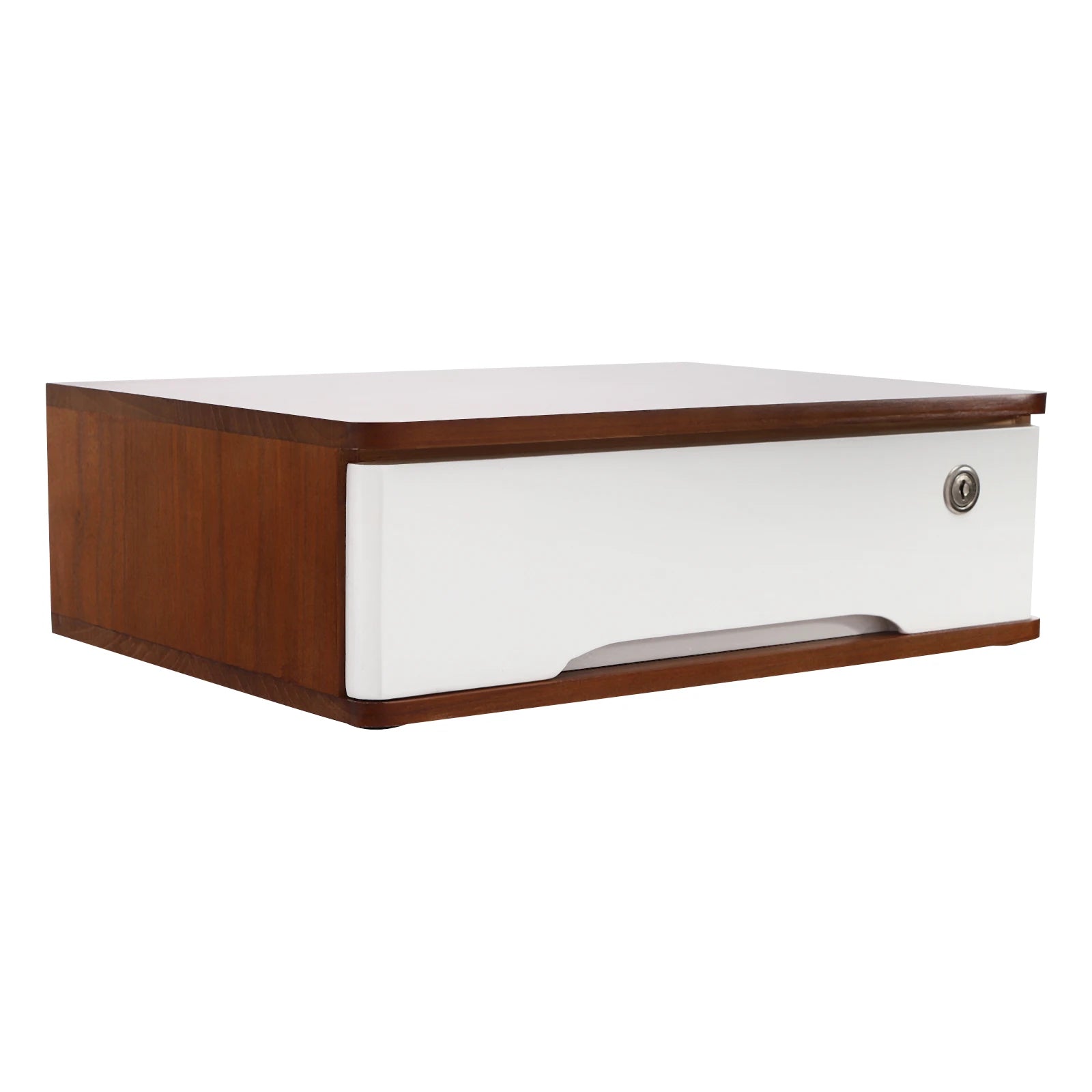 Wooden Desktop Storage Box with Lockable Drawers
