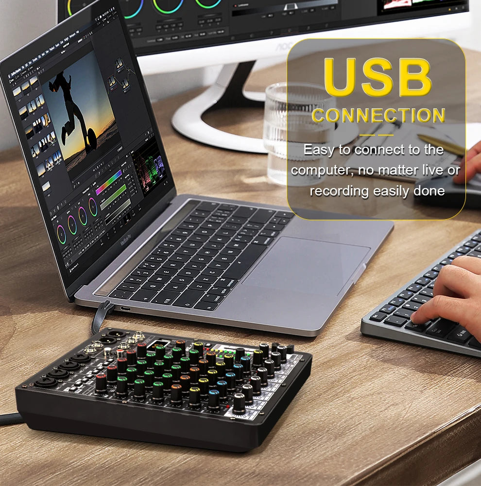 TKLBLS Professional 6-Channel Audio Mixer