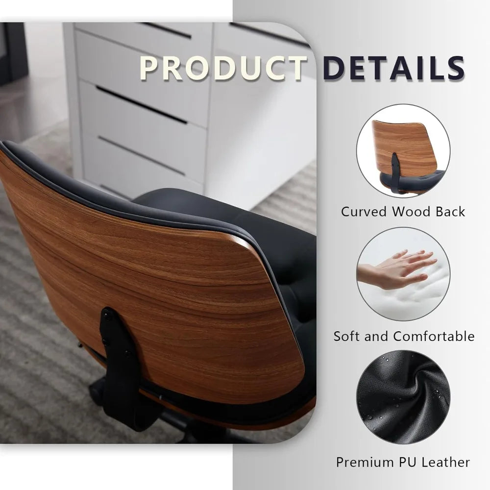Armless PU Leather Office Chair with Wheels