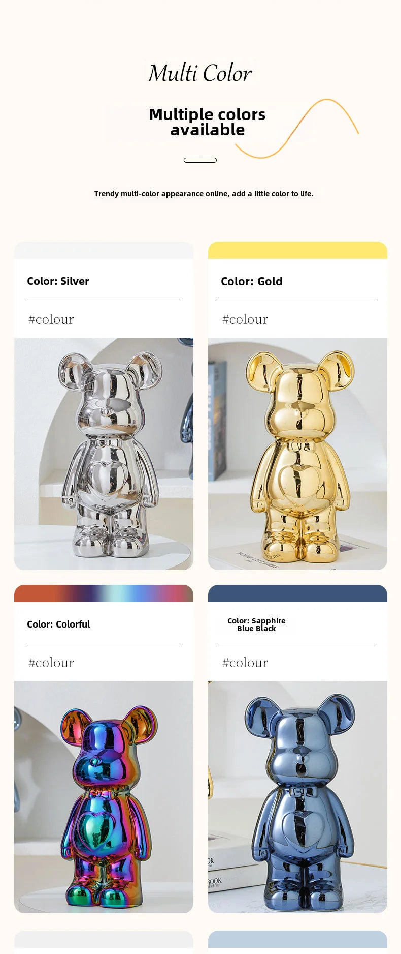 Aesthetic Bear Ceramic Sculpture
