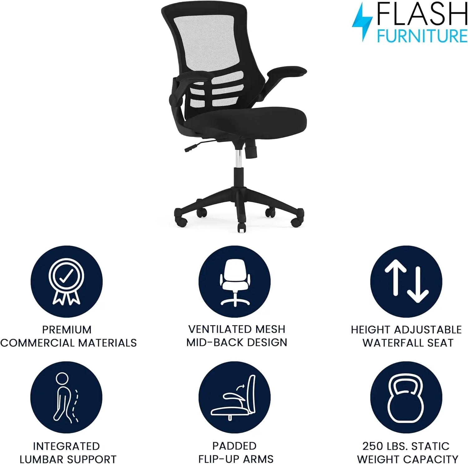 Flash Furniture Kelista Mid-Back Ergonomic Mesh Office Chair