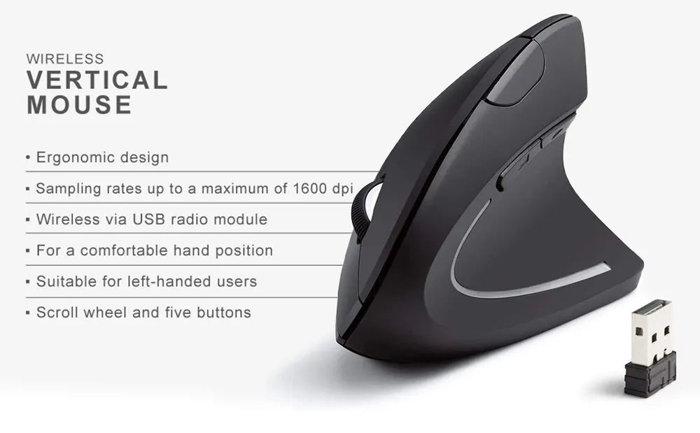 Ergonomic Vertical Wireless Mouse