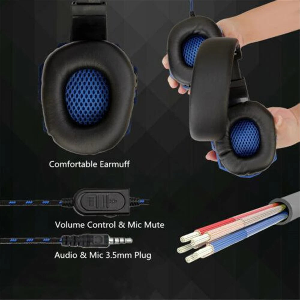 3.5mm Wired Gaming Headset – Stereo Bass Headphones with Adjustable Microphone