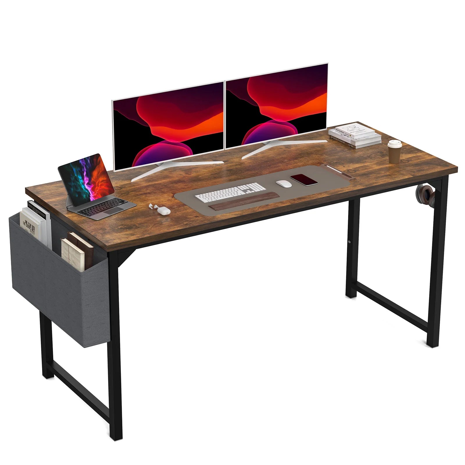 JHK Computer Desk with Side Bag & Headphone Hook